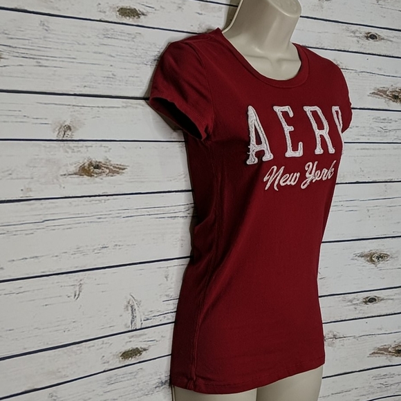 Aeropostale Short Sleeve Shirt Red White Medium - Picture 2 of 6